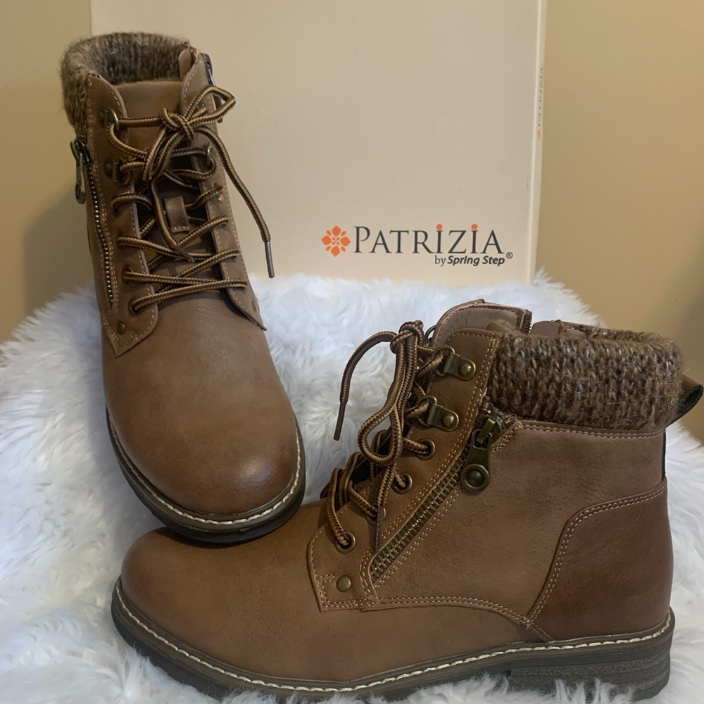 PATRIZIA Jadelyn light brown ladies lace up round toe booties size 8.5 NIB NWT - Picture 4 of 10